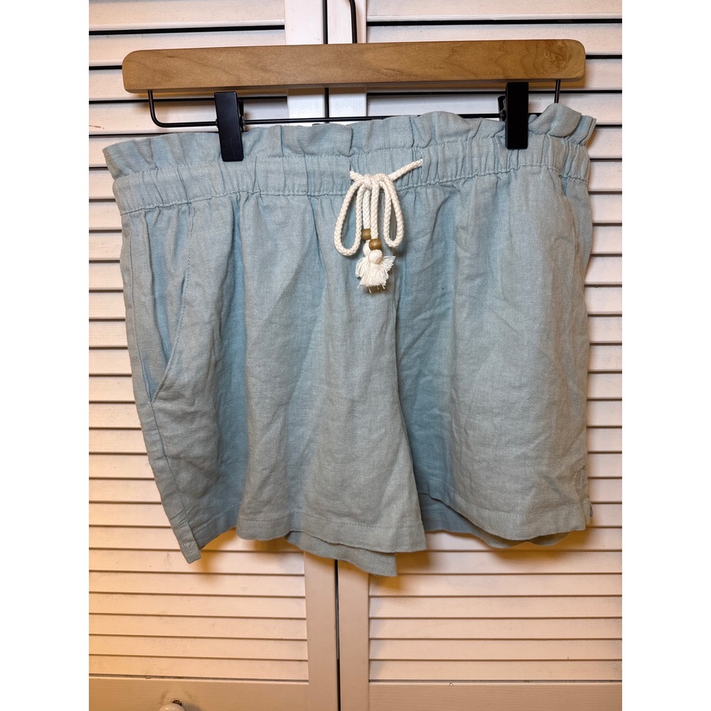 Hang Ten Womens Blue Linen Blend Paperbag Waist Shorts 4in Inseam Small NWT